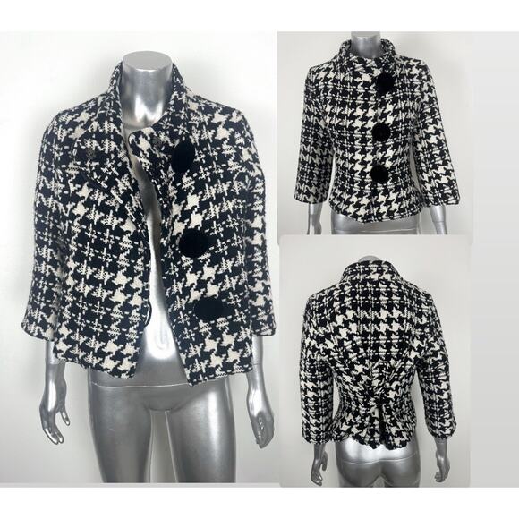 Marc Jacobs Jackets & Blazers - Marc Jacobs 100% Wool Houndstooth Jacket Women’s S/M 3/4 Sleeve Boucle Tweed